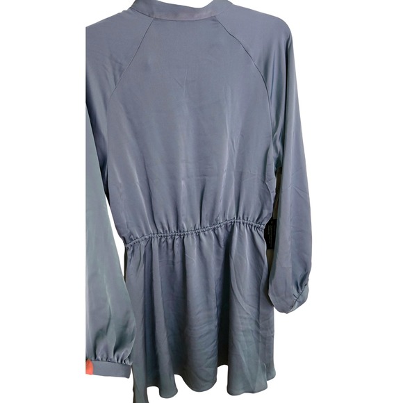 Babaton Lexington Dress Small Blue Long Sleeve Satin Shirt Dress Small NWT $ 139 - Picture 2 of 10